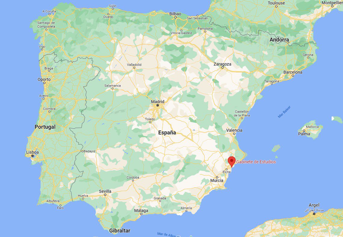 Mapa de España con la ubicación de Gabinete de Estudios